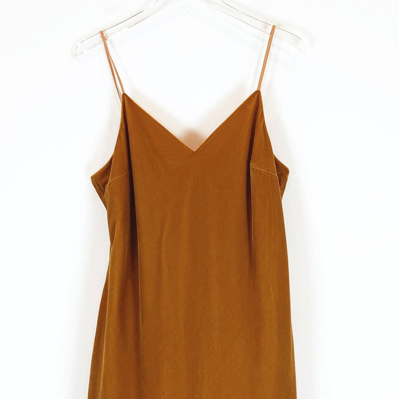 Good American Slip Velvet Midi V-Neck Gold Dress Women's Size Medium - Picture 4 of 10